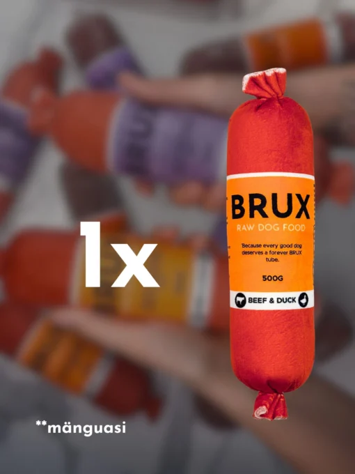 BRUX Plush Tube Toy "Beef & Duck"
