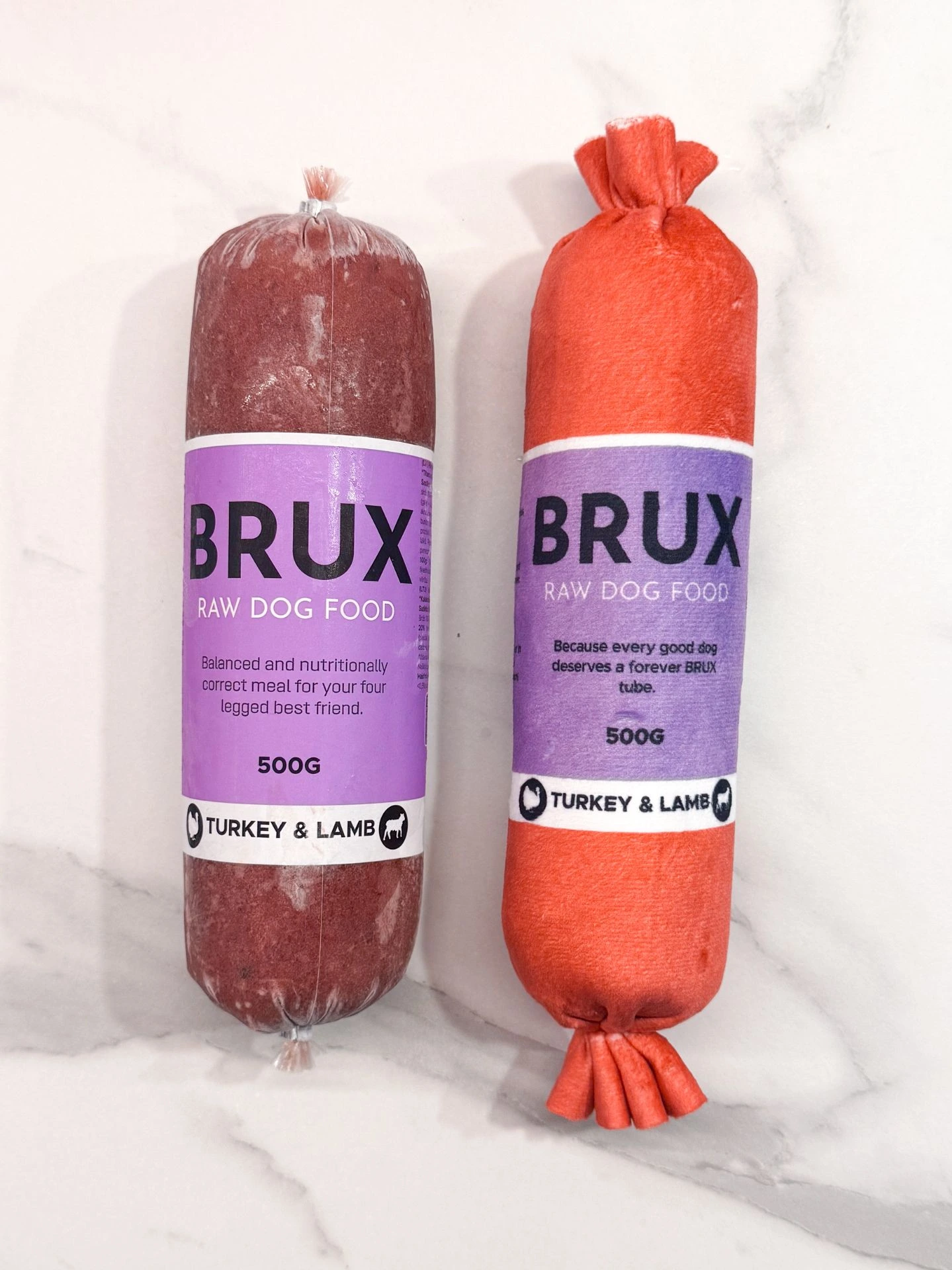 BRUX Plush Tube Toy "Turkey & Lamb" - Image 2